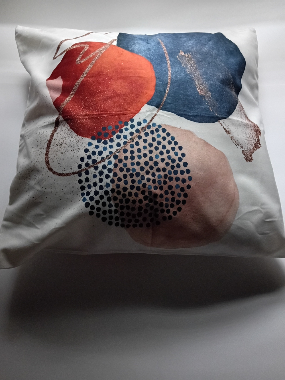 4 Pc Abstract Circle Accent Pillow Cover in Blue, Rust, and Blush - Unbranded